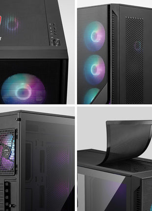 MSI MAG Forge 321R Airflow - Premium Mid-Tower Gaming PC Case - Tempered Glass Side Panel - ARGB 120mm Fans - Liquid Cooling Support up to 360mm Radiator - Vented Front Panel