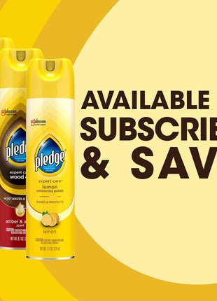 Pledge Moisturizing Wood Oil, Furniture Reviving and Protecting Conditioner and Dusting Spray, Revitalizes Wood, Sealed Leather and Laminate, Made with Mineral Oils - Amber & Argan Scent, 9.7oz