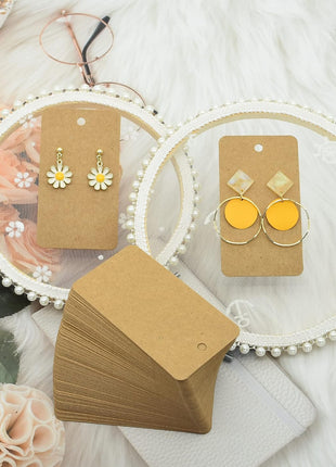 Twavang Earring Display Cards with 100Pcs Earring Holder Cards, 100 Pairs Clear Earring Backs and 100Pcs Self Adhesive Bags for Earrings Jewelry Display (Brown, 3.5 inch x 2 inch)
