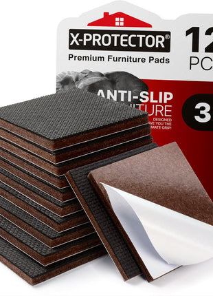 X-PROTECTOR Non Slip Furniture Pads – 12 Premium Furniture Grippers 3"! | Best SelfAdhesive Rubber Feet Furniture Feet – Ideal Non Skid Furniture Pad Floor Protectors – Keep Furniture in Place!
