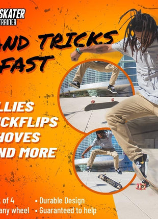 Skater Trainer Wheels - Beginners get Skateboard Tricks Fast, Safe and Fun | Viral accessory gift - Helps beginners stay excited about their new skateboard - Kids & parents love these