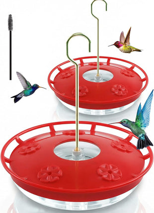 FEED GARDEN Hummingbird Feeders for Outdoors, 2 Pack 16oz Leak-Proof Disc Feeder with Built-in Ant Moat, 5 Feeding Ports, Wide Mouth Easy Clean, BPA-Free Plastic for Garden Patio Backyard