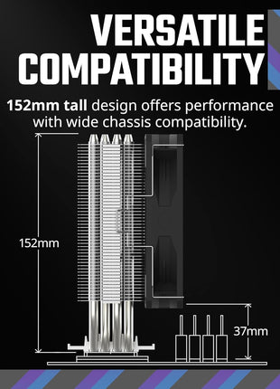 Cooler Master Hyper 212 Spectrum V3 ARGB CPU Air Cooler, 4 Heat Pipes | AMD AM5/AM4 & Intel LGA1851/1700 Support Cooler, Quiet Cooling, 120mm PWM Fan, ARGB, 152mm, Easy Installation