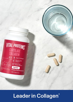 Vital Proteins Cartilage Collagen, Type II, 120 Capsules | Grass-fed Type II Collagen & Chondroitin Sulfate, Supports Joint Health, Hair Skin & Nails, 30 Servings