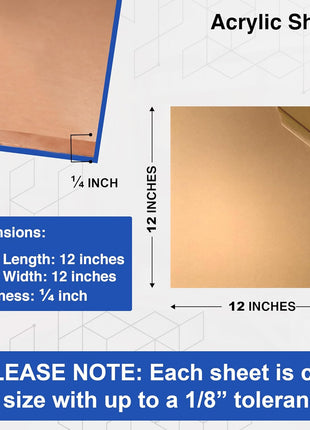 Duco USA-Made Clear Cast Acrylic Sheet 1/4 Inch Thick 12 inch x 12 inch - 1 Pack of Transparent Plexiglass Sheet - Lightweight Acrylic Board for Window Replacements, Displays, Signs, and More