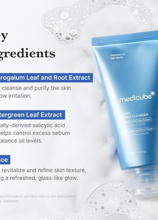 medicube Facial Cleanser Zero Foam Cleanser | Daily Gentle Cleansing Foam for Sensitive Skin | Excess Sebum Control, Hydration, Pore Minimization | Korean Skincare, 4.23 oz