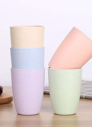 Wheat Straw Unbreakable Cup (12 oz) - Reusable Drinking Glasses Set of 5 - Dishwasher Safe Tumbler - BPA Free & Eco-Friendly (5Pcs)