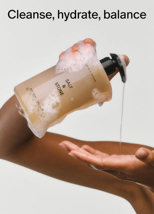 Salt & Stone Body Wash for Women & Men, Santal & Vetiver 15.2 fl oz | Shower Gel, Sulfate-Free, Paraben-Free, Dye-Free, Vegan, Hydrating & Moisturizing with Antioxidants, Vitamin C, Niacinamide