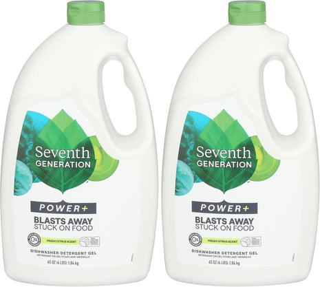 Seventh Generation Ultra Power Plus Auto Dish Gel, Fresh Citrus Scent, 65 Ounce (Pack of 2)