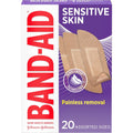 Band-Aid Brand Adhesive Bandages for Sensitive Skin, Hypoallergenic First Aid Bandages with Painless Removal, Stays on When Wet & Suitable for Eczema Prone Skin, Sterile, Assorted, 20 ct