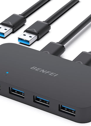 BENFEI USB 3.0 Switch, USB Switch 2 Computers Share 4 USB for PC, Mouse, Keyboard, Printer, Scanner, USB KVM Switch Selector Compatible with Windows, Mac, Linux