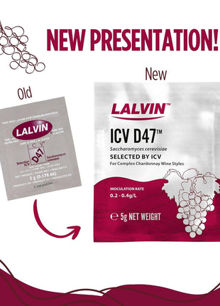 Lalvin D47 Wine Yeast (5 Pack) - Make Wine Cider Mead Kombucha At Home - 5 g Sachets - Saccharomyces cerevisiae - Sold by CAPYBARA Distributors Inc.