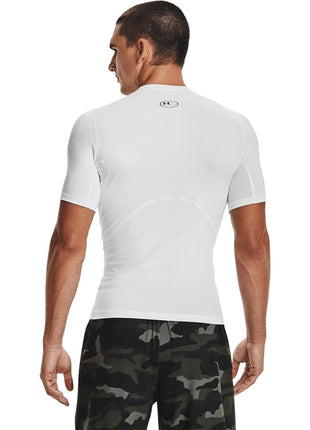 Under Armour Men's Armour HeatGear Compression Short-Sleeve T-Shirt , White (100)/Black, Medium