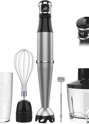 Turelar Immersion Blender Handheld Corded Hand Blenders Set 1100W, Trigger Variable Speed 5 in 1 Stick Emulsifier with Chopper, Whisk and Frother for Soup, Baby Food and Smoothies,Black