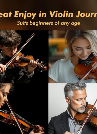 Violin 4/4 Full Size Set, Fiddle Kit for Adults Beginners with Extra strings&Bridge, 2 Rosins, Bow, Tuner, Case