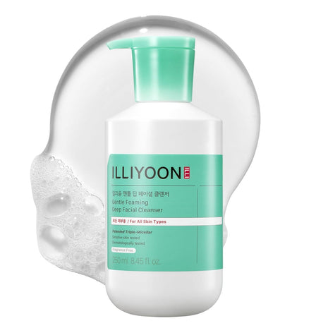 Illiyoon Gentle Deep Facial Cleanser | Low pH Gel-to-Foam Face Wash for Sensitive Skin, Hydrating Gel Cleanser & Daily Makeup Remover, Korean Skincare, 8.45 fl.oz.