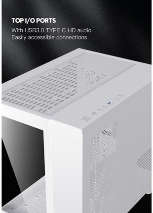 DIYPC ARGB-Q3.R2-W White USB3.0 / Type C Tempered Glass Micro ATX Gaming Computer Case w/Dual Tempered Glass Panel and 3 x ARGB Fans (Pre-Installed)