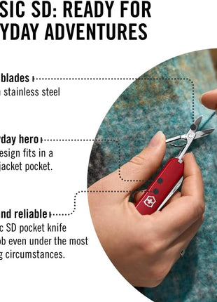 Victorinox Swiss Army Classic SD Pocket Knife, Red