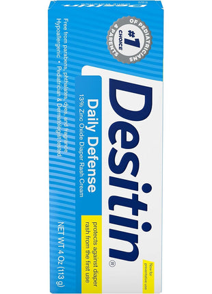 Desitin Daily Defense Baby Diaper Rash Cream with Zinc Oxide to Treat, Relieve & Prevent diaper rash, Hypoallergenic, Dye-, Phthalate- & Paraben-Free, 4 oz