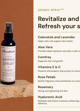 Nature's Rite Anastasiia SKINny Spray, Face Mist for All Skin Types, Facial Hydrating Spray, Face Moisturizer - 4 oz