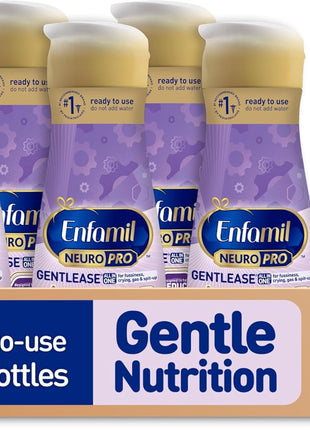 Enfamil NeuroPro Gentlease ready-to-feed baby formula, smaller proteins for easy digestion, brain-supporting DHA, prebiotic, HuMO6 blend, eases fussiness, gas, spit-up in 24hrs, 32 fl oz, 6 pack*