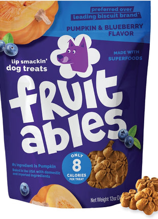 Fruitables Baked Dog Treats, Healthy Pumpkin Treat for Dogs, Low Calorie & Delicious, No Wheat, Corn or Soy, Made in the USA, Pumpkin and Banana Flavor, 7oz