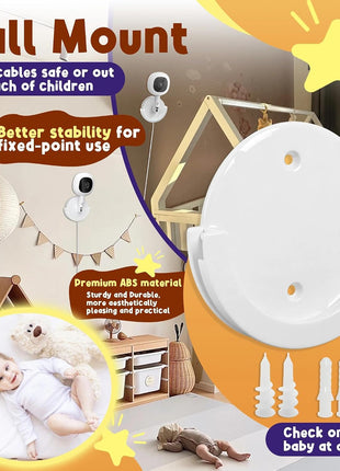 Wall Mount Compatible with Nanit Flex Multi-Stand - Round, White, Durable ABS Material, Easily Fixes The Monitor to The Wall