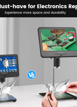 Andonstar AD210 10.1 Inch LCD Digital Microscope for Soldering, Coin | Microscope for Electronics Repair, Coin Microscope Camera Full View for Error Coins with Light, Slides Kit, 32G Card