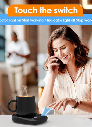 Coffee Mug Warmer - Fastest Heating & Highest Temperature, Coffee Cup Warmer for Desk Auto Shut Off, 4 Temp Settings & 1-12H Timer, Smart Electric Beverage Warmer for Coffee, Tea (Black)