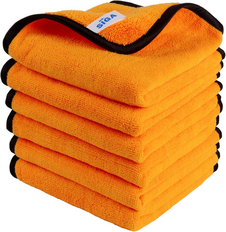 MR.SIGA Professional Microfiber Towels for Cars, Scratch Free, 6 Pack | Dual-sided car washing and detailing towels, gold, 40 x 60 cm(15.7 x 23.6 inch)