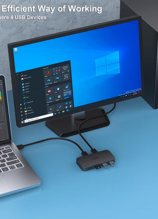 BENFEI USB 3.0 Switch, USB Switch 2 Computers Share 4 USB for PC, Mouse, Keyboard, Printer, Scanner, USB KVM Switch Selector Compatible with Windows, Mac, Linux