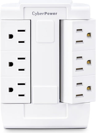 CyberPower GT600P 6 Outlet Swivel Grounded Wall Tap, White