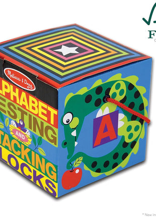 Melissa & Doug Deluxe 10-Piece Alphabet Nesting and Stacking Blocks - FSC Certified