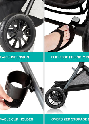 Evenflo Pivot Xpand Modular Travel System with LiteMax Infant Car Seat (Ayrshire Black)