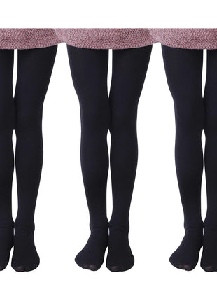 EVERSWE 3 Pairs Pack Girls Microfiber Tights Multiple Colors (White/Black/Pink, 4-6)