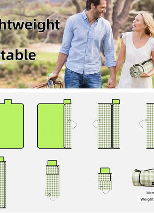 ZAZE Extra Large Picnic Outdoor Blanket, 80''x80'' Waterproof Foldable Blankets Gingham Picnic Mat for Beach, Camping Grass Lawn Park Accessories Cute Couple Gifts Ideas Wedding Registry(Green White)
