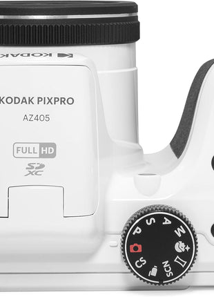KODAK PIXPRO AZ405 20MP Digital Camera, 40x Optical Zoom, AA, OIS, White | 1080p Full HD Video, 24mm Wide Angle Lens, 3 Inch LCD, Bridge Camera, Scene Detection, Travel and Wildlife