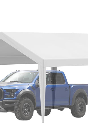VEVOR Carport Replacement Canopy Cover 10 x 20 ft, Garage Top Tent Shelter Tarp Heavy-Duty Waterproof & UV Protected, Easy Installation with Ball Bungees,White (Only Top Cover, Frame Not Include)