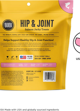BIXBI Hip & Joint Support Salmon Jerky Dog Treats, 10 Oz - USA Made Grain Free Dog Treats - Glucosamine, Chondroitin for Dogs - High in Protein, Antioxidant Rich, Whole Food Nutrition, No Fillers