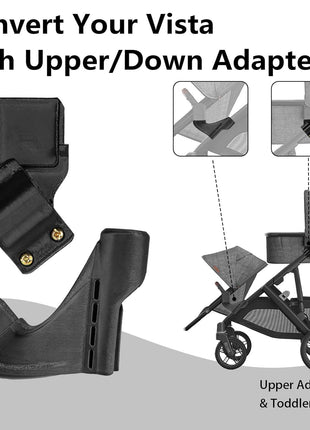 Bassinet Conversion for UPPAbaby Vista V1 (2015+), V2 or V3, Secure Bolt-On Bracket for Elevated Stroller Configuration, Bassinet Not Included, (Upper Adapters+Lower Adapters)