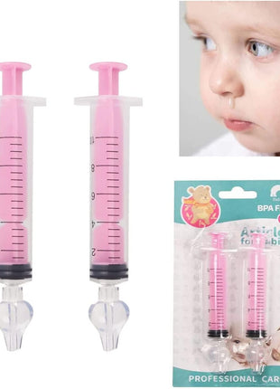 Nasal Irrigator for Baby,10ml Baby Nasal Syringe Irrigator Portable Infant Noses Cleaner Nasal Irrigation Nose Aspirator for Babys Nasal Wash Nasals Cleaner Babys Nose Rinse 2pcs (Pink)