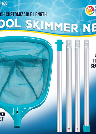 U.S. Pool Supply Swimming Pool 5 Foot Leaf Skimmer Net with 4 Aluminum Pole Sections - 6 inch Deep Ultra Fine Mesh Netting Bag Basket for Fast Cleaning of The Finest Debris - 60 inch Long, Clean Spas, Ponds