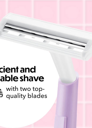 BIC Silky Touch Women's Disposable Razors, With 2 Blades, Pretty Pastel Razor Handles, 10 Count Pack of Shaving Razors