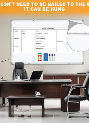H-Qprobd Dry Erase Board for Wall 72 inchx40 inch Aluminum Presentation Magnetic Whiteboard with Long Pen Tray, Wall-Mounted White Board for School, Office and Home