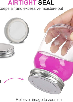 YINGERHUAN Glass Regular Mouth Mason Jars, 16 oz Clear Glass Jars with Silver Metal Lids for Sealing, Canning Jars for Food Storage, Overnight Oats, Dry Food, Snacks, Candies, DIY Projects (4PACK)