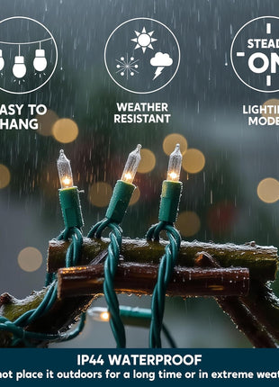 Joiedomi Clear Christmas String Lights Indoor,100 Count Mini White Fairy Light Outdoor,19.4 FT Decor for Patio Dorm Classroom Bedroom Holiday Wedding Party Garland Birthday Festival,Green Wire