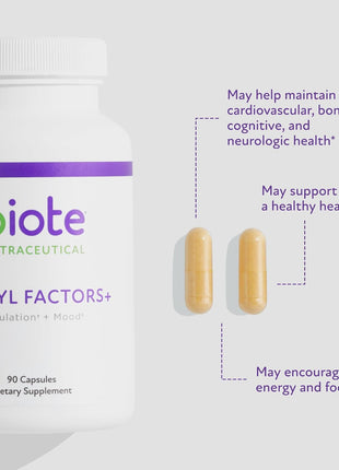 Biote Nutraceuticals - Methyl Factors+ - Circulation + Mood (90 Capsules) (Pack of 2)