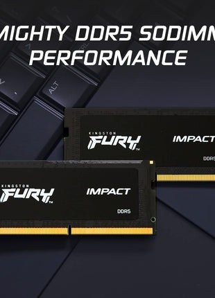 Kingston FURY Impact 32GB (2x16GB) 6400MT/s CL38 DDR5 SODIMM | Intel XMP 3.0 | Plug N Play | Laptop Memory | Kit of 2 | KF564S38IBK2-32