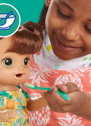 Baby Alive Magical Mixer Baby Doll Tropical Treat with Blender Accessories, Drinks, Wets, Eats, Brown Hair Toy for Kids Ages 3 and Up