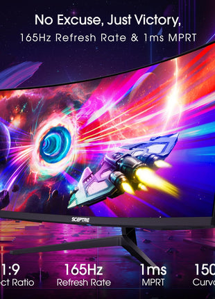 Sceptre 34-Inch Curved Ultrawide WQHD Monitor (3440 ? 1440), R1500, up to 180Hz/165Hz, DisplayPort x2, 99% sRGB, 1ms, Built-in Speakers, Machine Black, 2025 (C345B-QUT168)